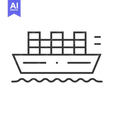 Premium design asset: Line Drawing of a Cargo Ship with Containers