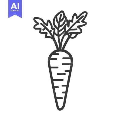 Aset premium populer: Line Drawing of a Carrot with Green Leaves