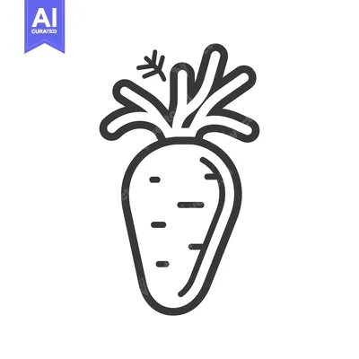 Aset premium populer: Line Drawing of a Carrot with Green Top