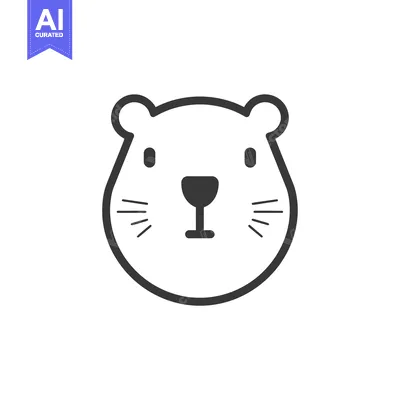 Aset premium populer: Line drawing of a cartoon animal face
