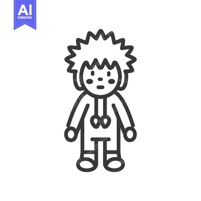 Aset premium populer: Line Drawing of a Cartoon Character Wearing a Hoodie