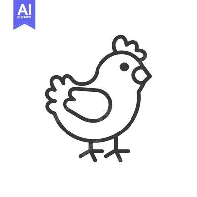 Aset desain premium: Line drawing of a cartoon chicken facing right