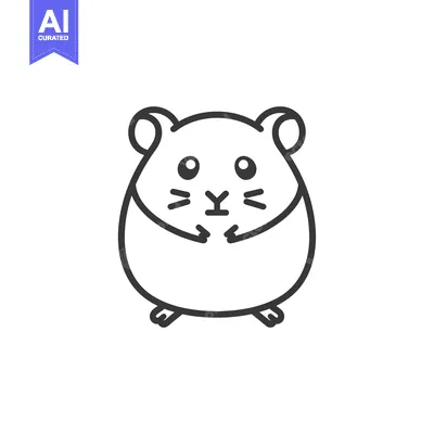 Aset premium populer: Line Drawing of a Cartoon Hamster with Big Eyes