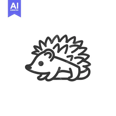 Popular premium asset: Line drawing of a cartoon hedgehog with small ears