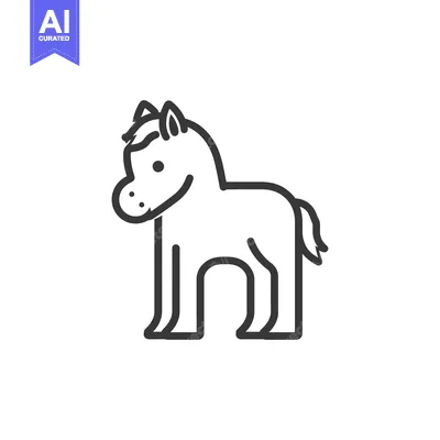 Aset premium populer: Line drawing of a cartoon horse with a friendly expression