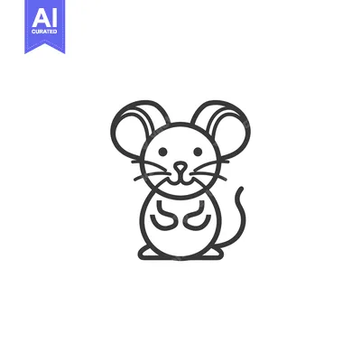 Aset desain premium: Line drawing of a cartoon mouse with large ears