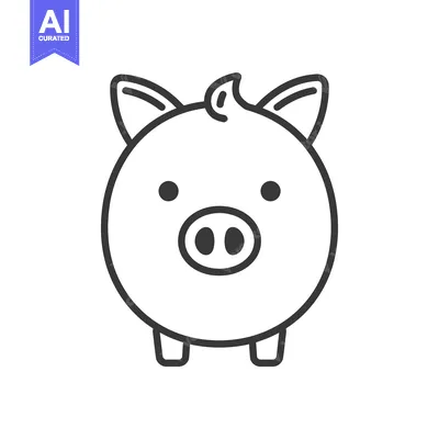 Aset premium populer: Line drawing of a cartoon pig