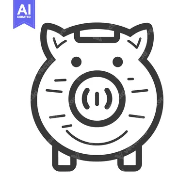 Popular premium asset: Line Drawing of a Cartoon Piggy Bank