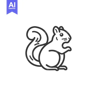 Line drawing of a cartoon squirrel with a bushy tail