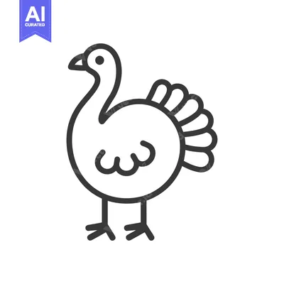 Aset premium populer: Line drawing of a cartoon turkey