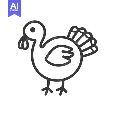 Aset premium populer: Line Drawing of a Cartoon Turkey with a Tail