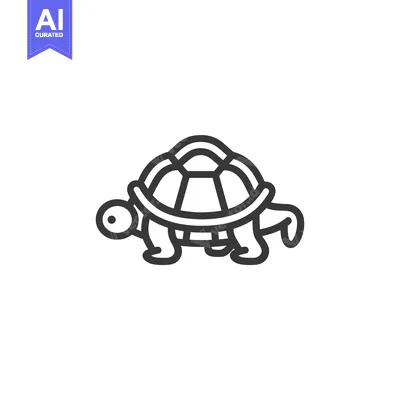 Aset desain premium: Line Drawing of a Cartoon Turtle with a Shell