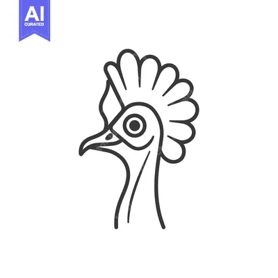 Aset desain premium: Line Drawing of a Cassowary's Head
