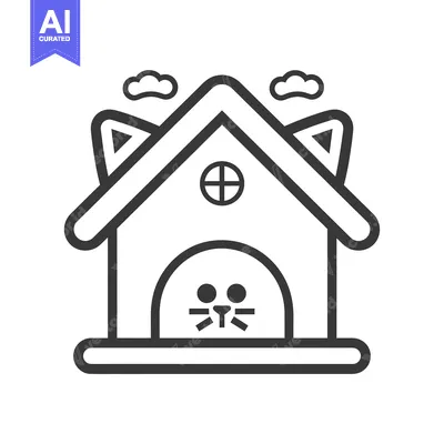 Popular premium asset: Line Drawing of a Cat House with a Cat Face