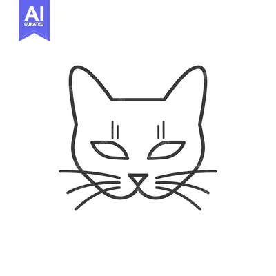 Aset desain premium: Line drawing of a cat's face with whiskers