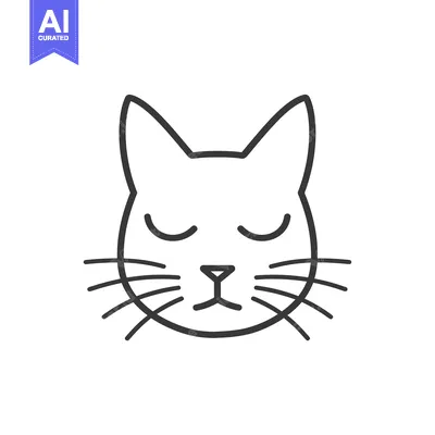 Aset premium populer: Line Drawing of a Cat with Closed Eyes