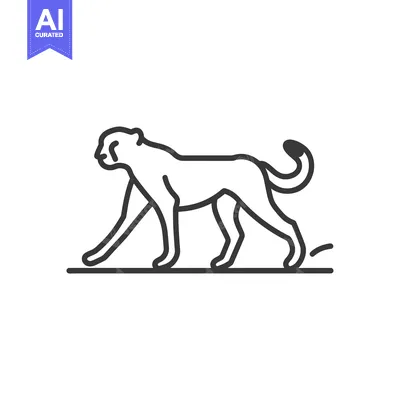 Aset desain premium: Line Drawing of a Cheetah Walking