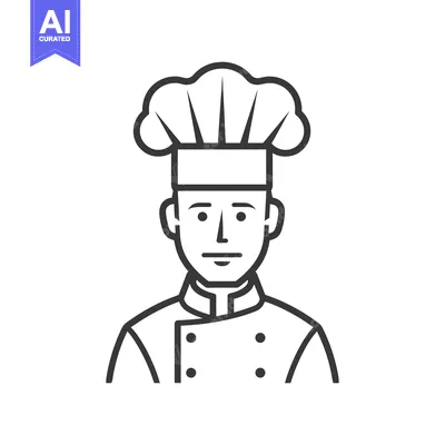Aset premium populer: Line Drawing of a Chef Wearing a Tall Hat