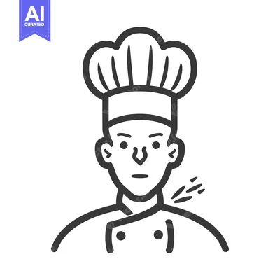 Line Drawing of a Chef with a Neck Injury