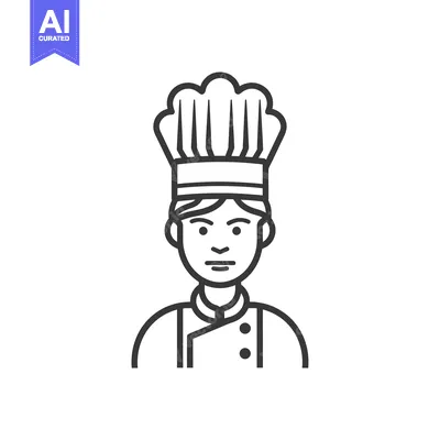 Popular premium asset: Line drawing of a chef with a toque