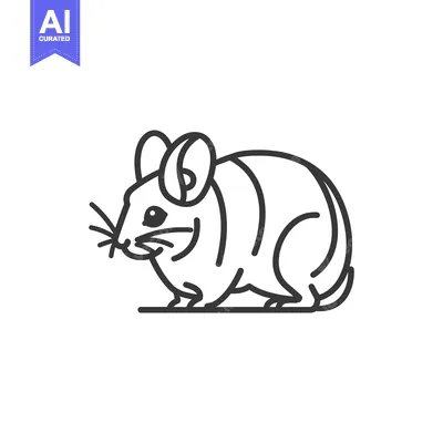 Aset desain premium: Line drawing of a chinchilla standing on all fours