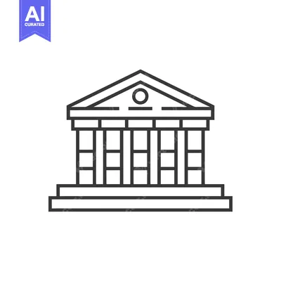 Aset premium populer: Line Drawing of a Classical Building with Columns and a Pediment
