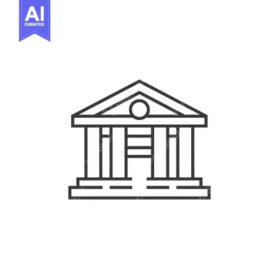 Premium design asset: Line Drawing of a Classical Building with Columns and a Round Window