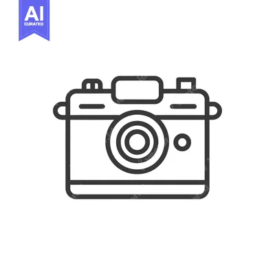 Premium design asset: Line Drawing of a Classic Camera with a Lens