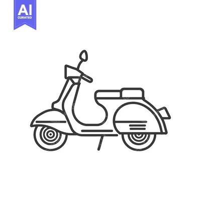 Premium design asset: Line Drawing of a Classic Italian Scooter