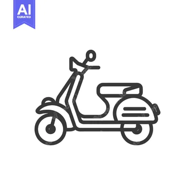 Aset premium populer: Line Drawing of a Classic Italian Scooter