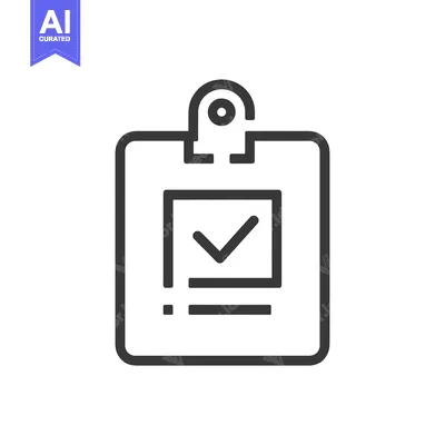Aset premium populer: Line drawing of a clipboard with a checkmark inside a square
