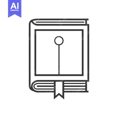 Aset premium populer: Line drawing of a closed book with a bookmark