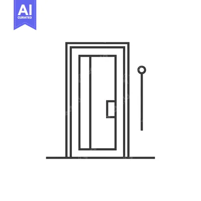 Popular premium asset: Line Drawing of a Closed Door with a Door Handle and a Doorbell