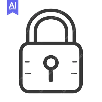 Premium design asset: Line drawing of a closed padlock with a keyhole