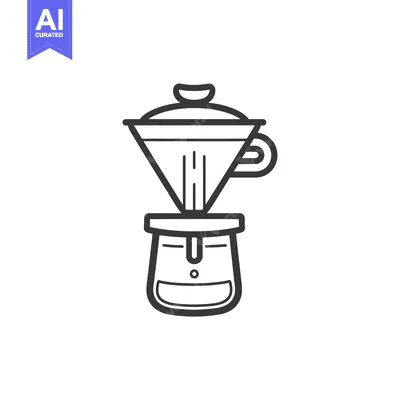 Aset premium populer: Line Drawing of a Coffee Dripper with a Carafe