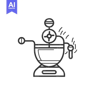 Aset premium populer: Line drawing of a coffee maker with a steam wand