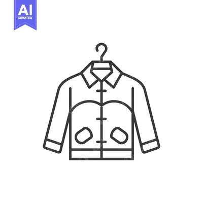 Aset desain premium: Line Drawing of a Collared Jacket on a Hanger