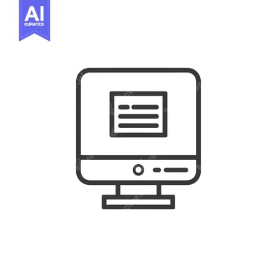 Aset desain premium: Line Drawing of a Computer Monitor with a Text Document Open