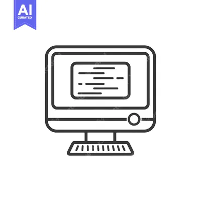 Aset premium populer: Line Drawing of a Computer with Code on the Screen