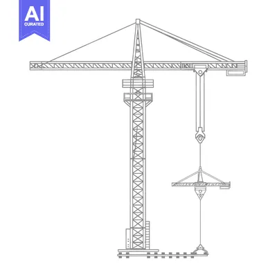 Premium design asset: Line Drawing of a Construction Crane