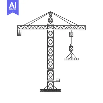 Premium design asset: Line Drawing of a Construction Crane with a Hook