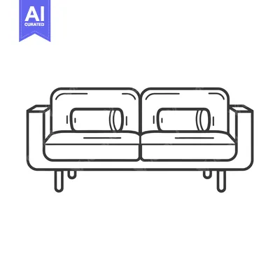 Aset desain premium: Line Drawing of a Couch with Two Pillows