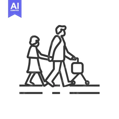 Aset premium populer: Line Drawing of a Couple Walking Together