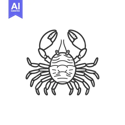 Aset desain premium: Line Drawing of a Crab with Eight Legs and Two Claws