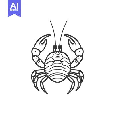 Popular premium asset: Line Drawing of a Crab with Striped Shell