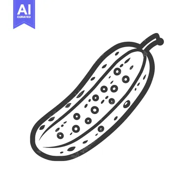 Line Drawing of a Cucumber with a Stem