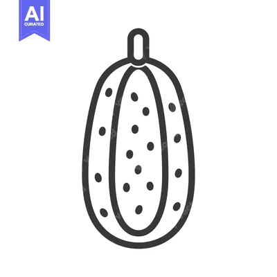 Popular premium asset: Line drawing of a cucumber with a stem