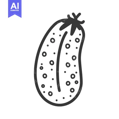 Popular premium asset: Line drawing of a cucumber with a stem