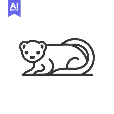 Aset premium populer: Line drawing of a curled-up otter