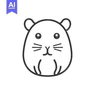 Aset premium populer: Line Drawing of a Cute Cartoon Hamster